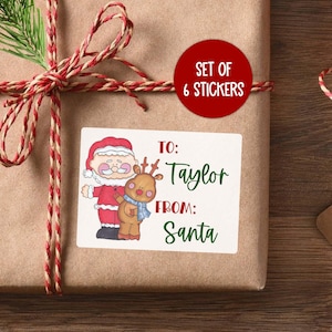 Personalized Christmas Gift Labels | Custom Name Christmas Stickers | Christmas Present Stickers | Santa Gift Tag Stickers for Kids