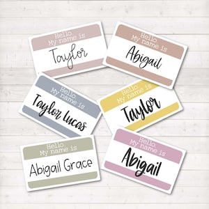 Hello My Name Is Sticker | Personalized Baby Name Tag Sticker | Custom Newborn Photo Prop | Birth Announcement Sticker | Baby Shower Gift