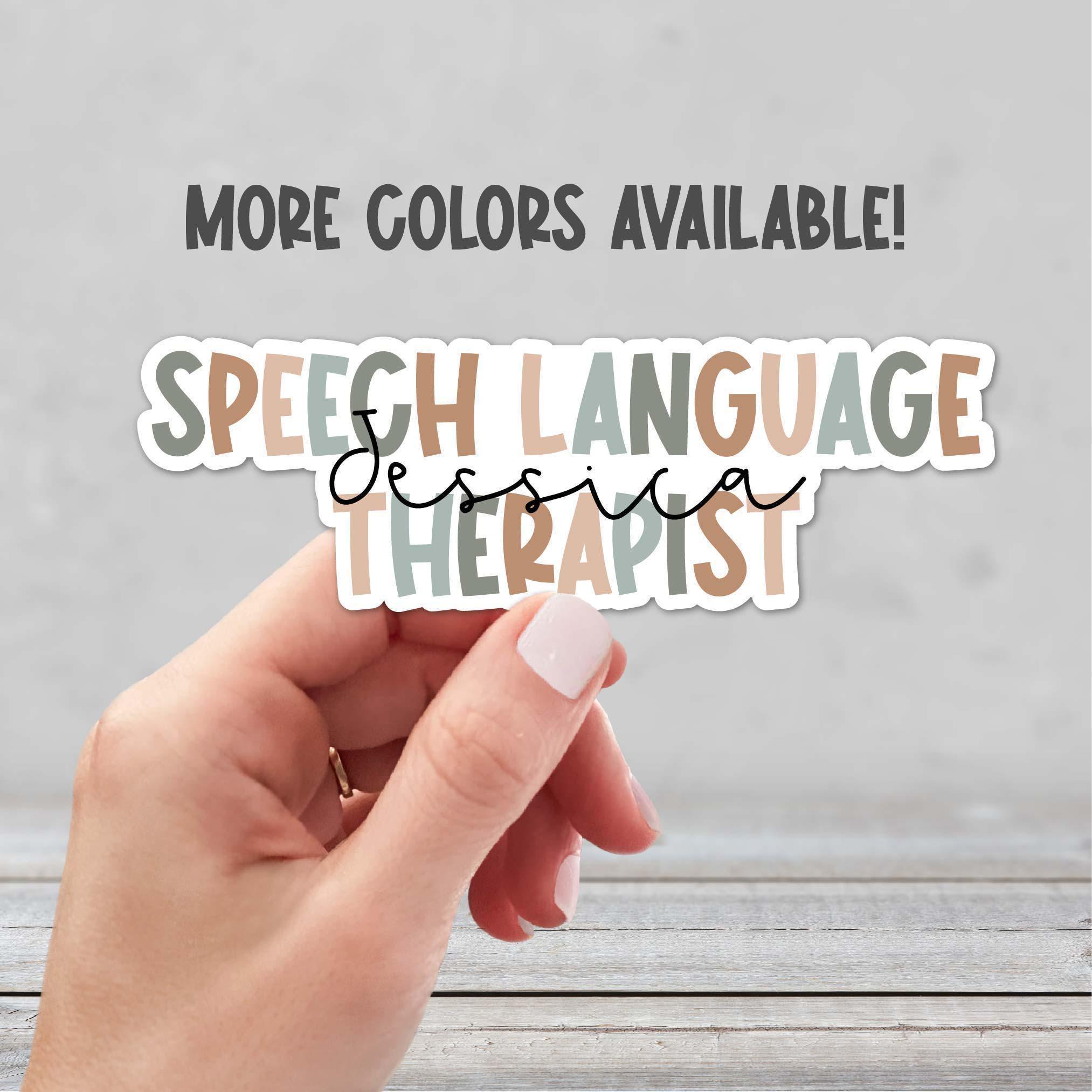 Custom Colorful Speech Language Therapist Name Sticker | Personalized Speech Language Therapy Name Sticker | Personalized SLP Laptop Sticker