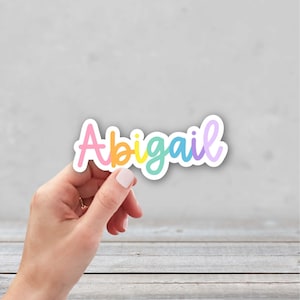 Regenbogen Namen Aufkleber | Benutzerdefinierte Vorname Aufkleber | Personalisierter Laptop Aufkleber | Wasserflasche Namen Aufkleber | Niedlicher Namensaufkleber | Pastell Name