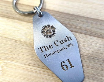 Custom Hotel Keychain from Stainless Steel  | Personalized Hotel Key chain with YOUR Logo & Room Number | Durable Hotel Key Tag