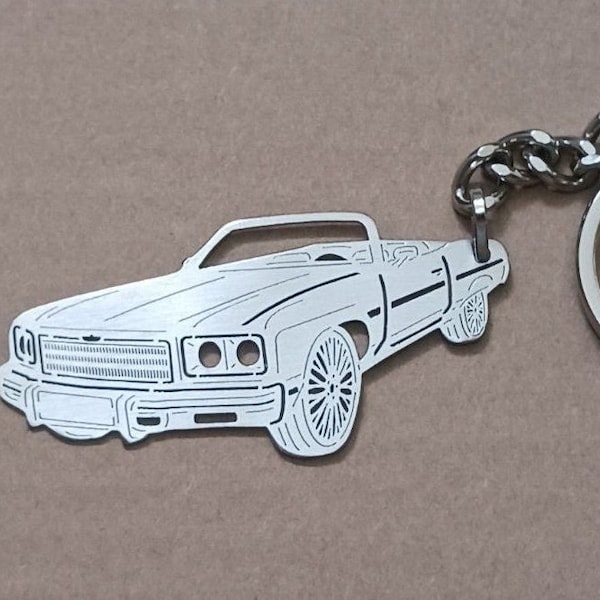 1975 caprice convertible custom key chain, birthday gift for him, personalized stainless steel keyring, Christmas gift