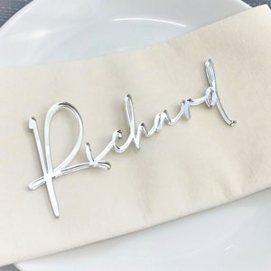 Marque-places de mariage, noms de mariage découpés au laser