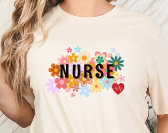 Flor de enfermera Camisa de vida de enfermera Mejor camisa de enfermera de vida Camiseta de enfermería Camisa de amor de enfermera futura Regalo de enfermera Escuela de enfermería Camiseta de enfermera futura