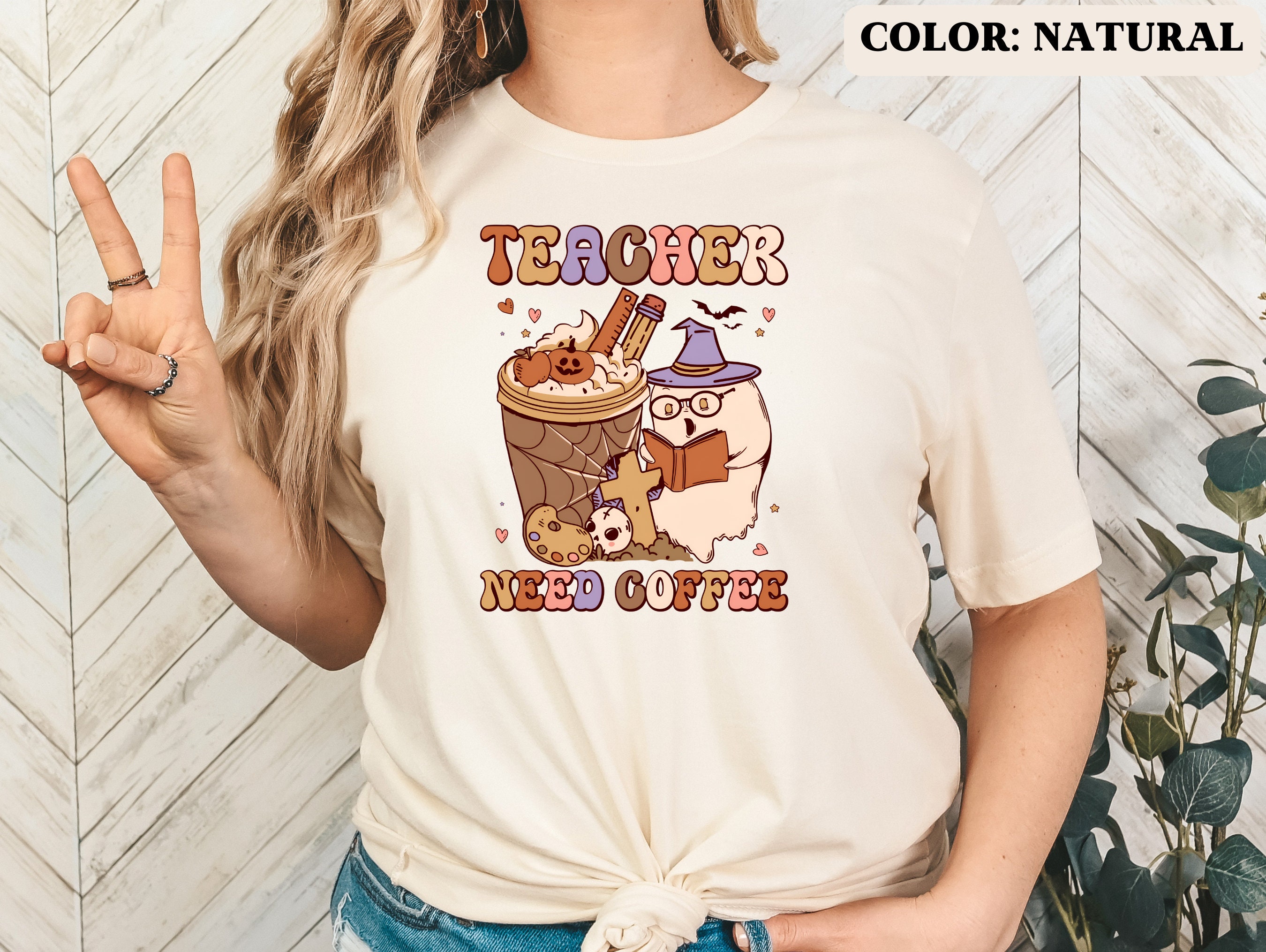 Discover Halloween Teachers Need Coffee Shirt School Teacher T-shirt Teacher Gift Elementary Grade School Teacher Tee Teacher Back To School Shirt