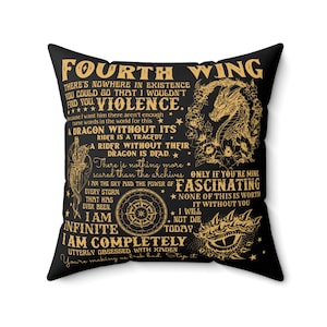 Fourth Wing Square Pillow Basgiath War College Pillow Dragon Rider Pillow Rebecca Yarros Merch The Empyrean Pillow Home Decor Pillow image 1