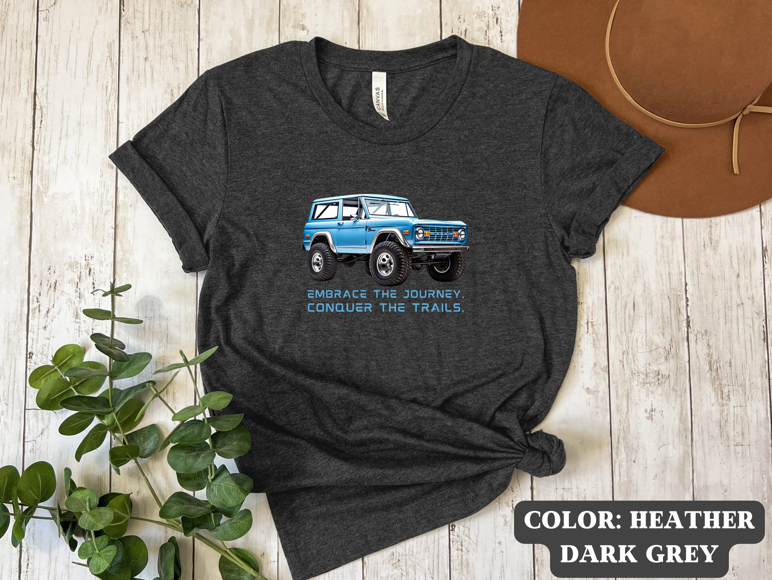 T-Shirt Uomo Ford Bronco Hanes &ndash; Maglietta Grafica Blu, Cotone, Girocollo, Manica Corta