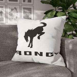 Ford Bronco Square Polyester Canvas Pillowcase Bronco Pillowcase Bronco Logo Pillowcase Bronco Gift For Him Bronco Gift For Her Bronco Lover