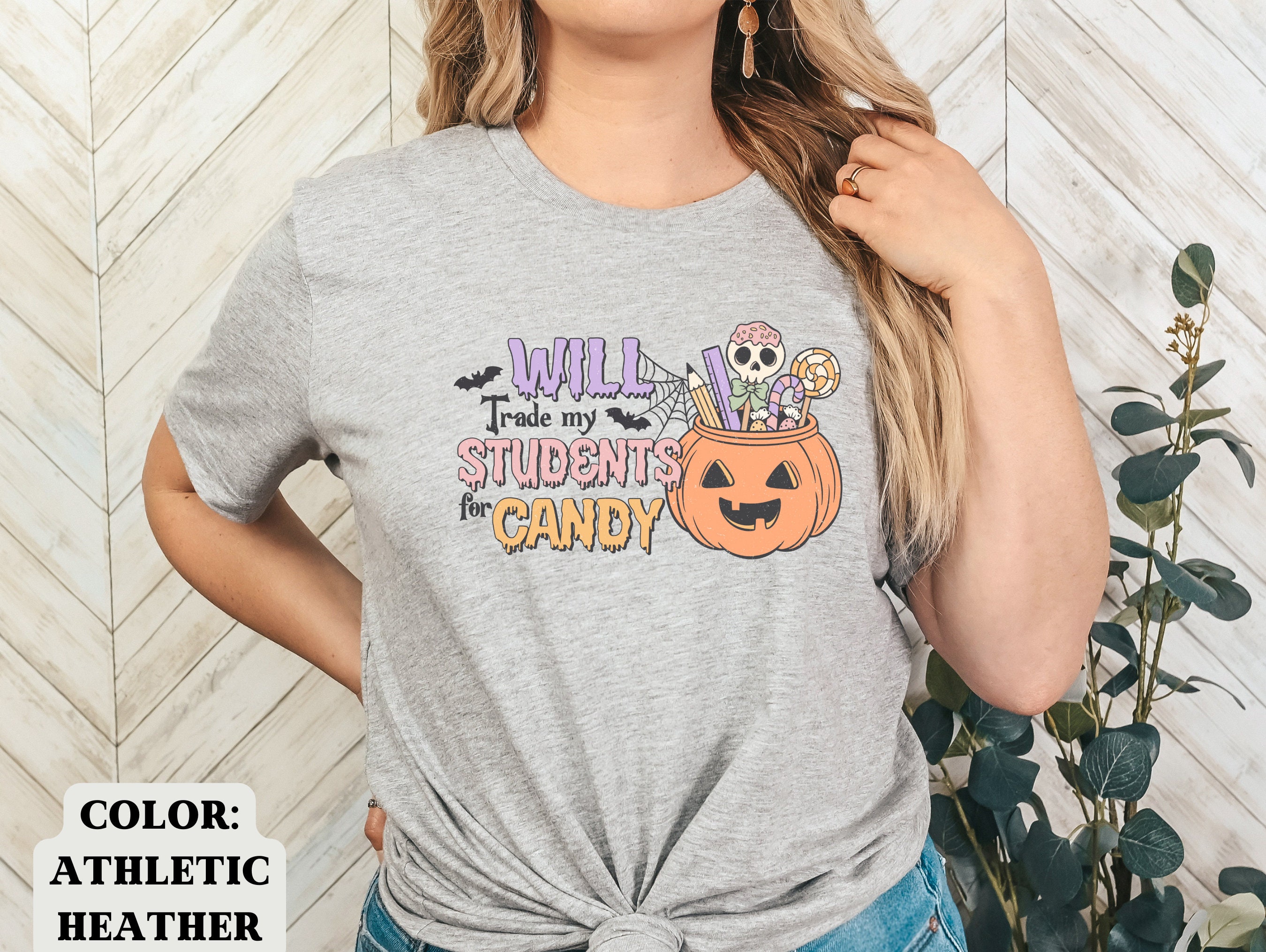 Discover Halloween Students Candy Teacher Shirt School Teacher Tshirt Teacher Gift Elementary Grade School Teacher Tee Teacher Rainbow Back To School