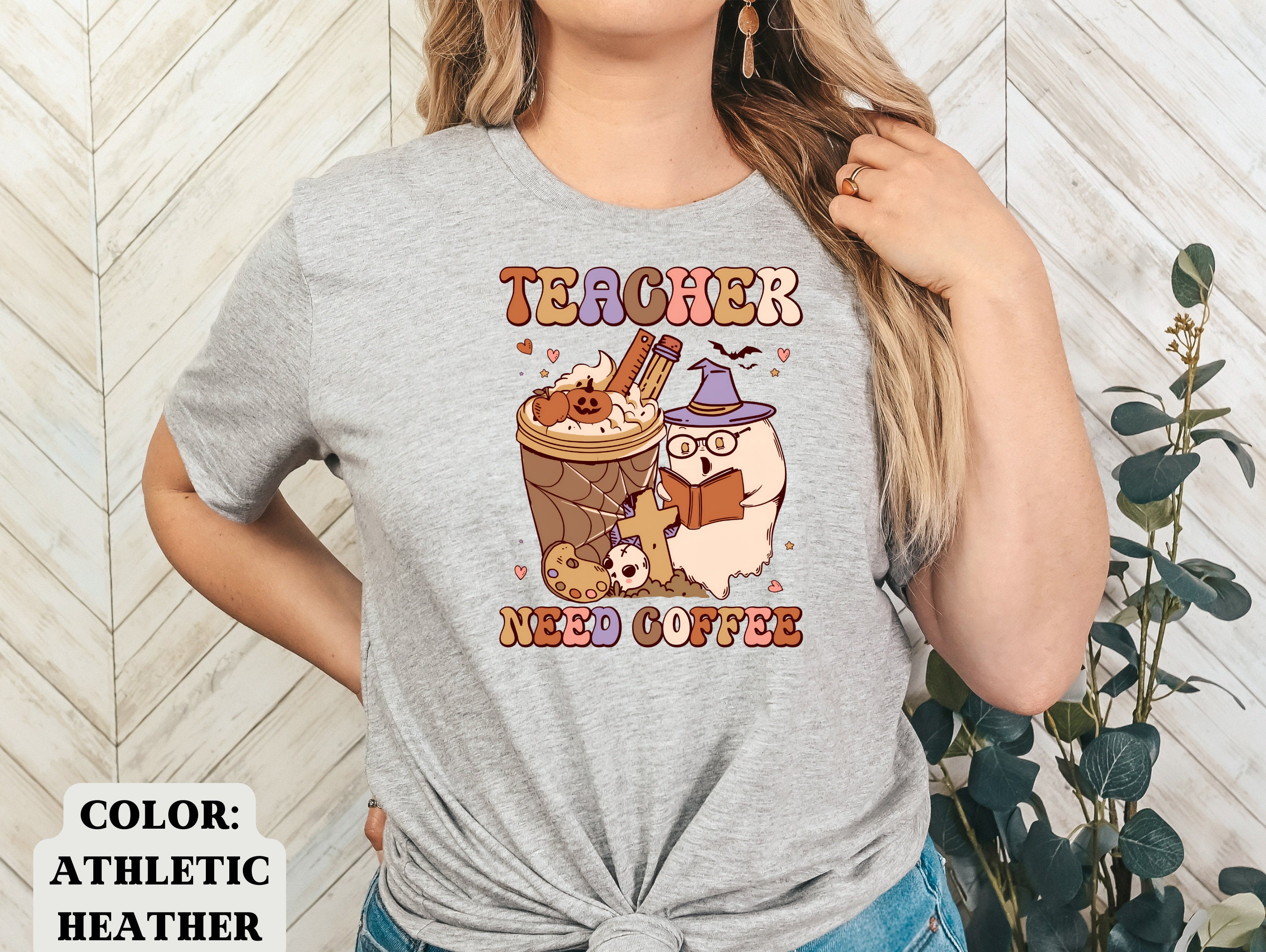Discover Halloween Teachers Need Coffee Shirt School Teacher T-shirt Teacher Gift Elementary Grade School Teacher Tee Teacher Back To School Shirt