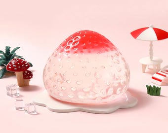 Fresa gigante de cristal blandita, juguete antiestrés súper suave, decoración de escritorio de silicona kawaii