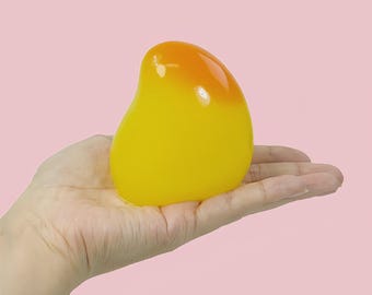 Pelota antiestrés transparente con forma de mango, juguete blando para aliviar el estrés, juguete para aliviar el estrés con forma de comida.