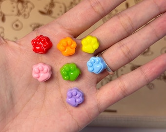 Cute 7pcs Tiny Rainbow Cat Paw Squishy Set | Soft Silicone Kawaii Stress Relief Fidget Toys for Kids & Adults