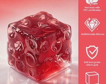 Cubo blando gigante rojo cristalino, juguete suave para aliviar el estrés sensorial, silicona con textura gelatinosa.