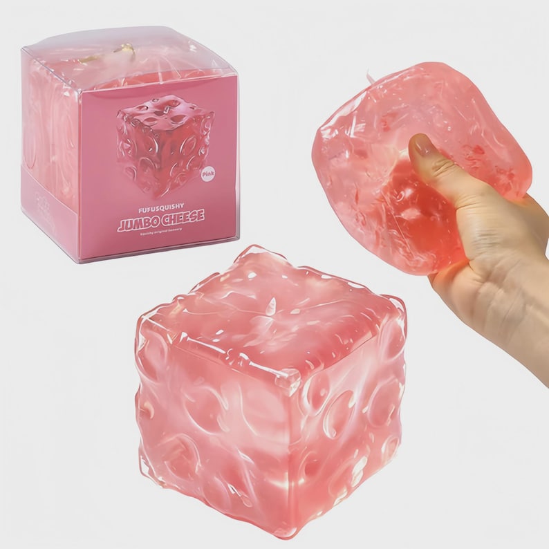 Extra Large Viral Cheese Squishy, Viral Stress Relief Sensory Toy, Fast Shipping Gift Pink Cheese