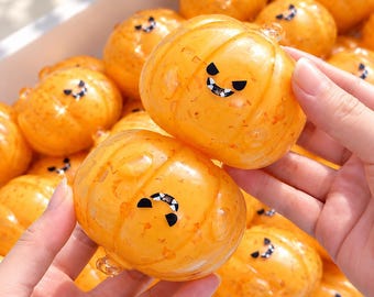 Handmade Halloween Pumpkin Squishy, Slow-Rising Stress Ball, Sensory Toy (2.8" Size)
