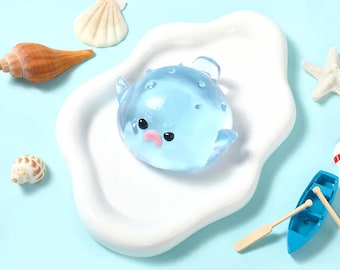 Peluche blando de pez globo hecho a mano, decoración de escritorio Kawaii para aliviar el estrés, juguete suave de crecimiento lento para apretar, 120 g
