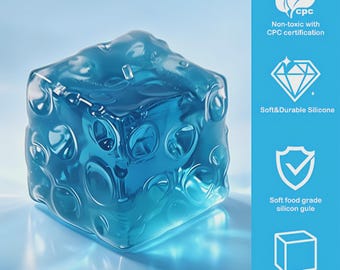 Queso gigante de cristal azul blandito, juguete sensorial antiestrés para niños y adultos.