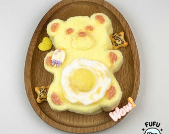 Handmade Bear Squishy with Egg, Stress Relief Sensory Toy