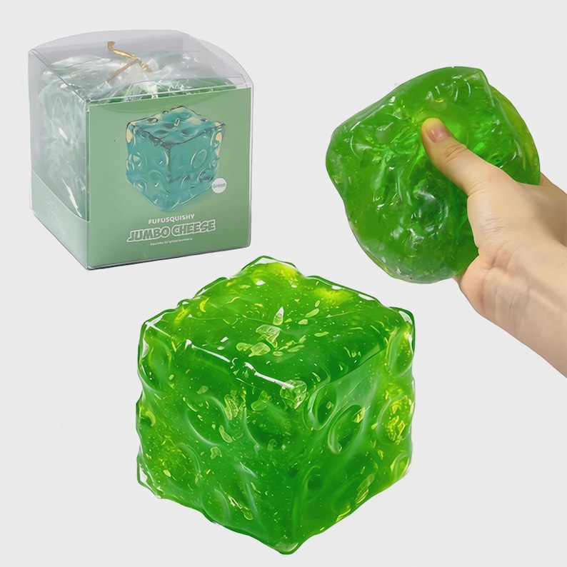 Extra Large Viral Cheese Squishy, Viral Stress Relief Sensory Toy, Fast Shipping Gift Green Cheese