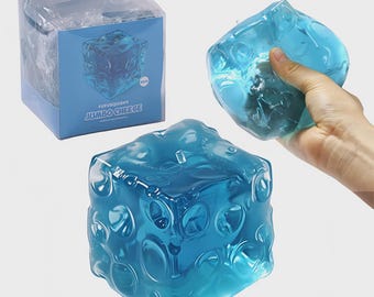 Blue Crystal Jumbo Cheese Squishy, Sensory Fidget Toy, Stress Relief Toy for Kids & Adults