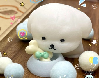 Juguete sensorial de silicona con forma de cachorro, hecho a mano.