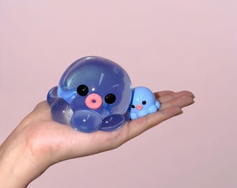 Pulpo blando hecho a mano – Juguete de escritorio de silicona suave, compañero relajante para la ansiedad.