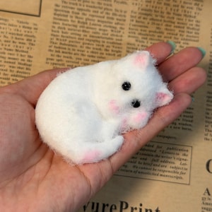 Lying Cat Squishy | Flocked Fur Stress Relief Fidget Toy | Soft Squishy Desk Decor Gift