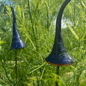 Ceramic hat, flowerbed marker night blue, garden decoration, winter quarters for insects, cottage garden ceramics, Made in Denmark, pointed hat handmade