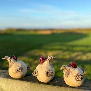Ceramic figure, quirky birds hand-formed, garden plug-in figure, natural garden ceramics, unique, home decoration, cheeky bird figure vintage look