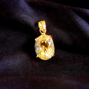 Natural Lemon Quartz Oval Pendant, 14K Solid Yellow Gold Pendant Necklace, Fine Jewelry, April Birthstone Pendant, Anniversary Gift for Her