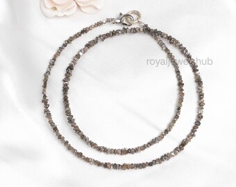 Conflict Free Raw Brown Diamond Beads Necklace, Uncut Diamond Beaded Necklace, Gemstone Diamond Necklace for Women, Rough Diamond Beads