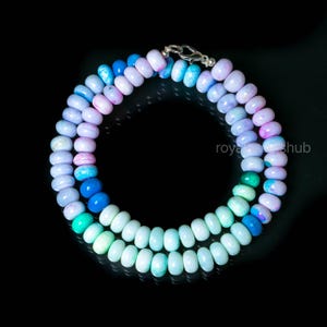 High Quality Multi Color Natural Opal Beaded Necklace, Opal Smooth Rondelle, Candy Opal Handmade Choker Necklace, Multi Color Opal Necklace