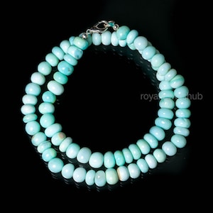 Collier de perles d&#39;opale bleu clair de qualité supérieure, collier ras de cou fait main en opale, collier de perles rondelles pour femme, bijoux en pierres précieuses d&#39;opale bonbon