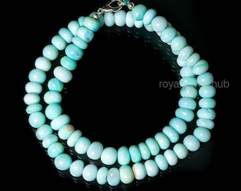 Top Quality Light Blue Opal Beads Necklace, Opal Handmade Choker Necklace, Rondelle Bead Necklace for Women, Candy Opal Gemstone Jewelry