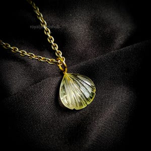 Yellow Lemon Quartz Shell Carved Pendant, 925 Silver Jewelry, Shell Shape Gemstone Charm Pendant, Sea Shell Protection Necklace for Women