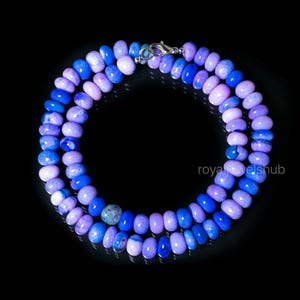 Incroyable collier de perles d&#39;opale bleu foncé, collier de perles rondelles d&#39;opale naturelle, bijoux de pierres précieuses d&#39;opale, collier d&#39;opale bonbon fait main pour femme