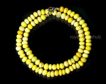 Plain Yellow Opal Candy Necklace, Rondelle Gemstone Opal Beads Necklace, Handmade Gemstone Choker Necklace, Opal Women's Necklace for Gift