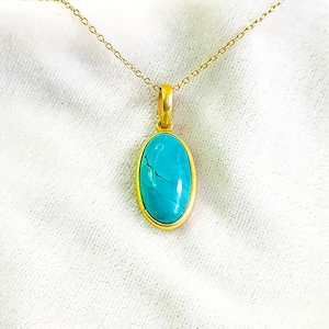 Natural Arizona Turquoise Pendant, 14k Gold Turquoise Jewelry, Gemstone Turquoise Necklace, 14k Gold Gemstone Bezel Pendant Necklace Gift