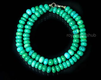 AAA Blue Green Opal Smooth Rondelle Bead Necklace, Opal Gemstone Necklace for Women, Handmade Candy Opal Beaded Necklace Jewelry, Opal Stone