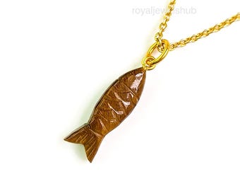 AAA Tiger Eye Fish shape Carved Gemstone Pendant Charms, Carved Crystal Fish Pendant, Handmade Fish Carvings, Jewelry Making Gemstones