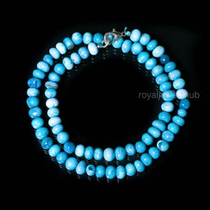 Collier rondelle lisse cognac bleu opale AAA, collier ras de cou fait main, collier d&#39;opale bonbon pour femme, cadeau bijoux collier de perles d&#39;opale