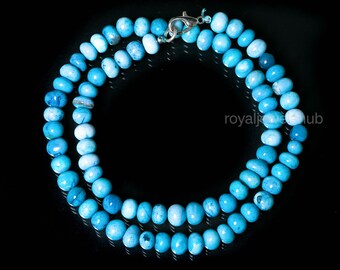 AAA Brandy Blue Opal Smooth Rondelle Necklace, Handmade Choker Necklace, Candy Opal Necklace for Women, Opal Beads Necklace Jewelry Gift