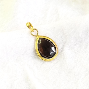 Natural Smoky Quartz Pear Pendant, 14K Solid Yellow Gold Smoky Quartz Pendant, June Birthstone Pendant, Christmas Gift, Smoky Quartz Jewelry