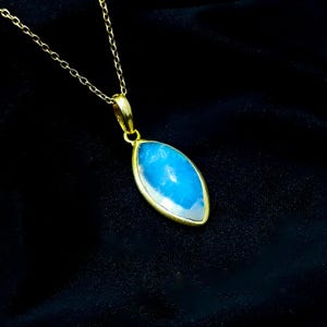 Natürlicher Regenbogen Mondstein Anhänger, 14K Solid Gelb Gold Mondstein Anhänger Halskette, Juni Birthstone Anhänger, Mondstein Gold Schmuck Geschenk