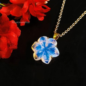 AAA Opalite Blume Anhänger, geschnitzte Edelstein Schmuck, Blume geschnitzte Edelstein-Charme, handgemachte schnitzende Kristalle, Hand schnitzende Edelstein-Blume