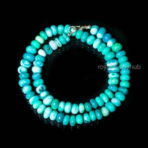 Collier de perles d&#39;opale bleu turquoise, collier rondelle de pierres précieuses d&#39;opale bonbon, collier ras de cou fait main pour femme, cadeau d&#39;anniversaire de collier d&#39;opale