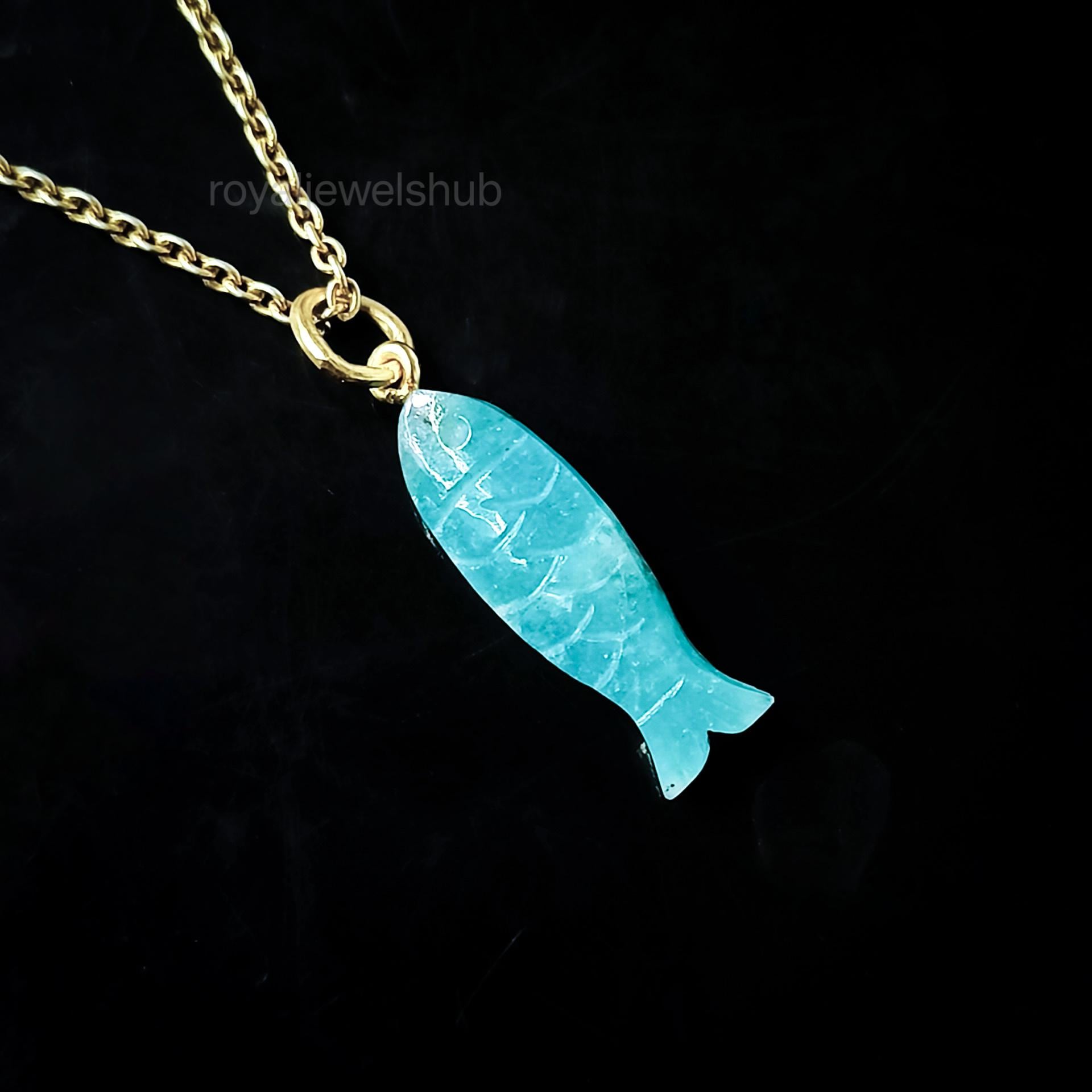 Stone carved fish charm - Etsy 日本