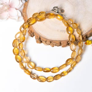 Top Quality Citrine Necklace, Citrine Beaded Necklace, Crystal Handmade Jewelry for Her, Citrine Oval Beads Necklace, Anniversary Gift