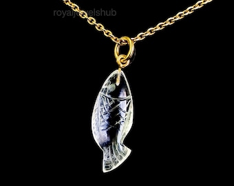 AAA Crystal Quartz Carved Koi Fish Pendant, Handmade Gemstone Carving Fish Charms, 925 Sterling Silver Pendant, Carved Crystal Fish Charms